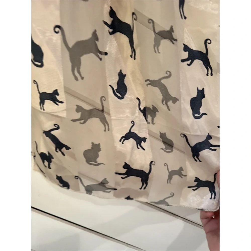 Vintage‎ Silk Feel Scarf With Black Cats 58 X 13in OLA001